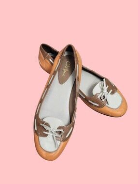 Cole Haan Gabi Orange Leather Women's Boat Shoes Flats-Size 11B